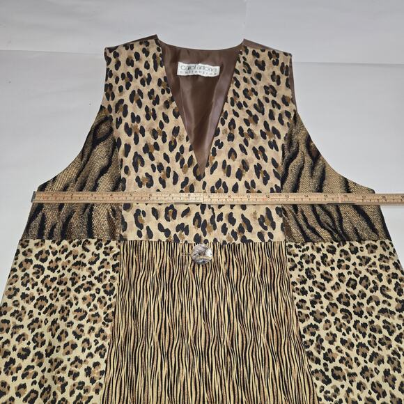 Vtg Carol Antone Collection Womens Medium Vest Animal Print Y2K Glam Maximalist - Picture 9 of 12
